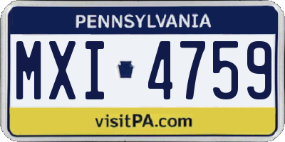 PA license plate MXI4759