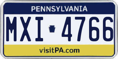 PA license plate MXI4766
