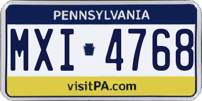 PA license plate MXI4768