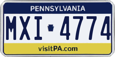 PA license plate MXI4774
