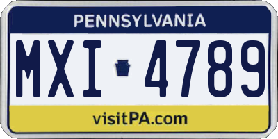 PA license plate MXI4789