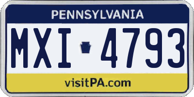 PA license plate MXI4793