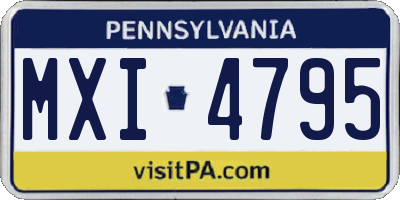 PA license plate MXI4795