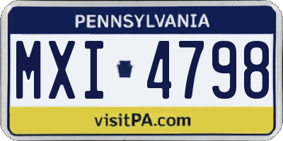 PA license plate MXI4798