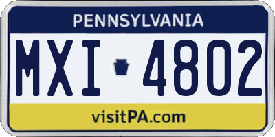 PA license plate MXI4802