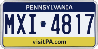 PA license plate MXI4817