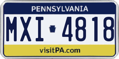 PA license plate MXI4818