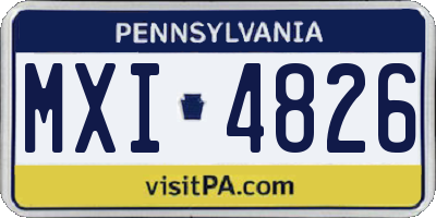 PA license plate MXI4826