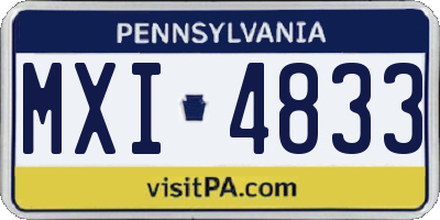 PA license plate MXI4833