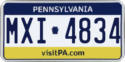 PA license plate MXI4834