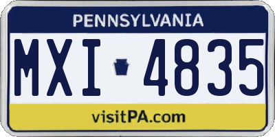 PA license plate MXI4835