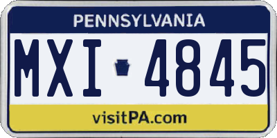 PA license plate MXI4845