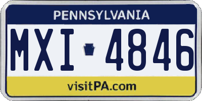 PA license plate MXI4846