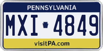 PA license plate MXI4849