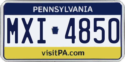 PA license plate MXI4850