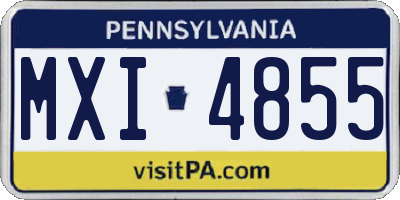 PA license plate MXI4855