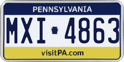 PA license plate MXI4863