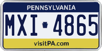 PA license plate MXI4865