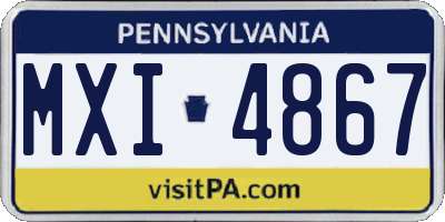 PA license plate MXI4867