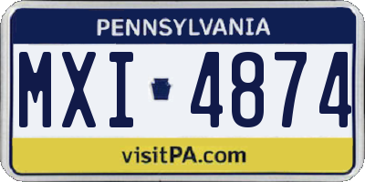 PA license plate MXI4874