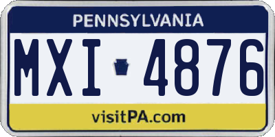 PA license plate MXI4876