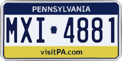PA license plate MXI4881