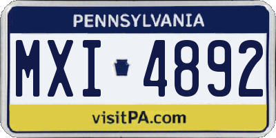 PA license plate MXI4892