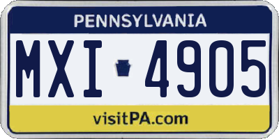 PA license plate MXI4905