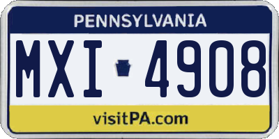 PA license plate MXI4908