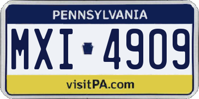 PA license plate MXI4909