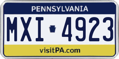 PA license plate MXI4923
