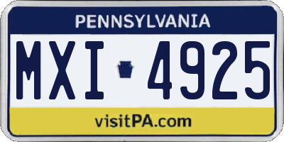 PA license plate MXI4925