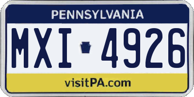 PA license plate MXI4926