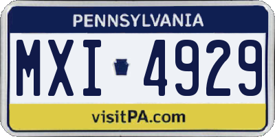 PA license plate MXI4929