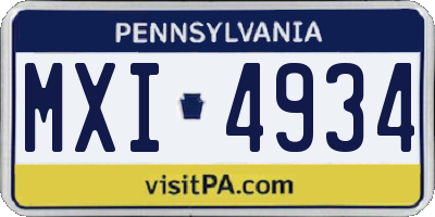 PA license plate MXI4934