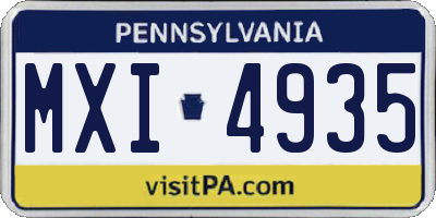 PA license plate MXI4935