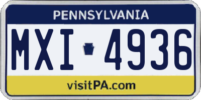 PA license plate MXI4936