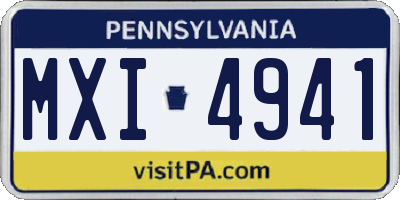 PA license plate MXI4941