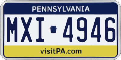 PA license plate MXI4946