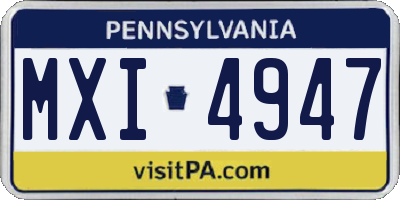 PA license plate MXI4947