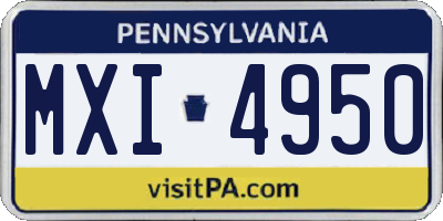 PA license plate MXI4950