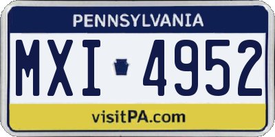 PA license plate MXI4952