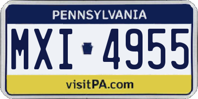 PA license plate MXI4955