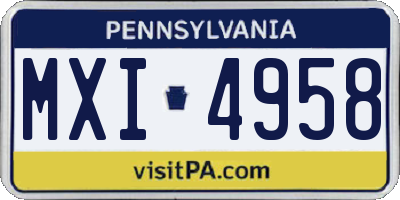 PA license plate MXI4958