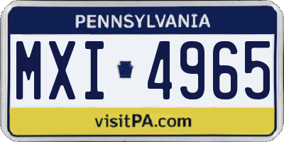 PA license plate MXI4965