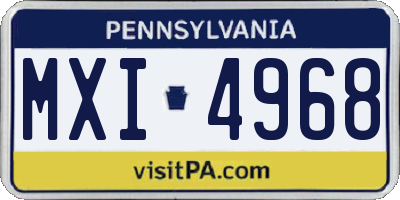 PA license plate MXI4968