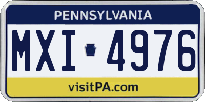 PA license plate MXI4976