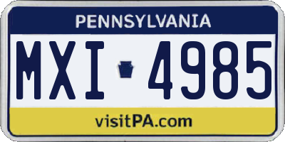 PA license plate MXI4985
