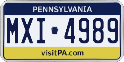 PA license plate MXI4989
