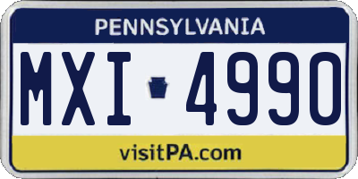 PA license plate MXI4990
